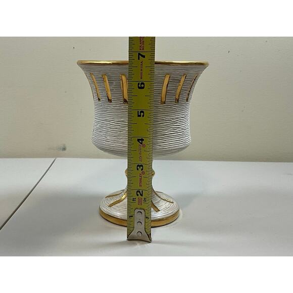 Vintage Fratelli Fanciullacci Sgraffito Italian Pottery White & Gold MCM - Picture 7 of 8